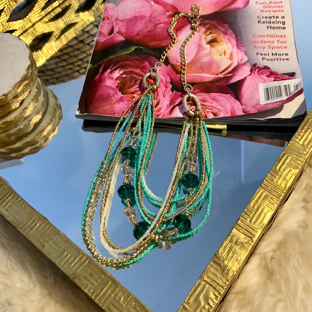 Beautiful Blue &Gold beaded Necklace ✨💕